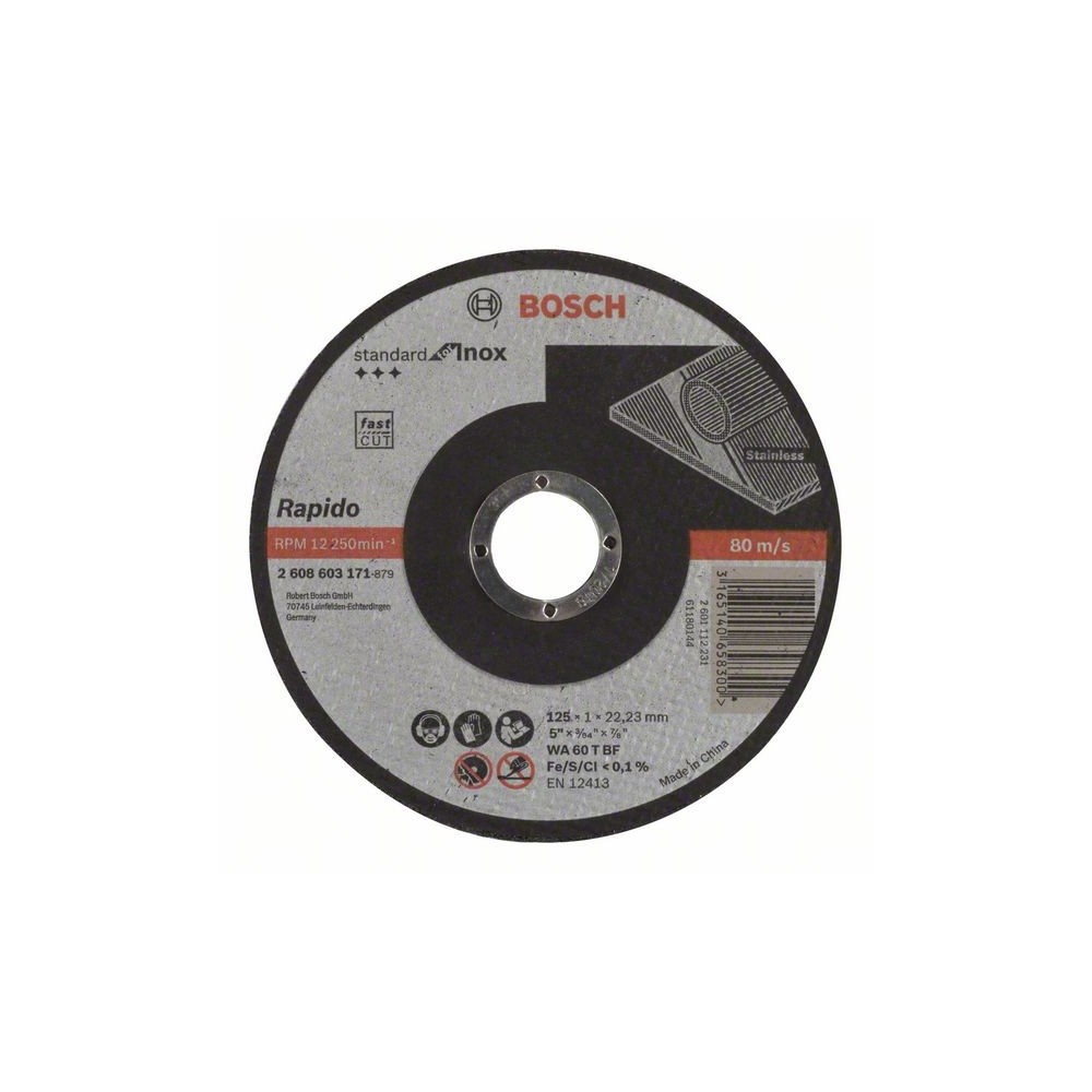 Disc de taiere drept Standard for Inox - Rapido WA 60 T BF, 125mm, 22,23mm, 1