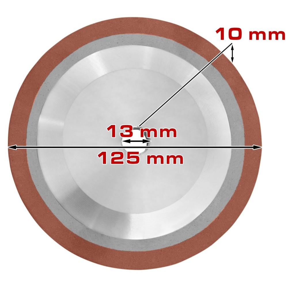Diametru interior disc: 13 mm Diametru exterior disc: 125 mm Strat carbura: 10 mm Grosimea discului la prindere: 8 mm
